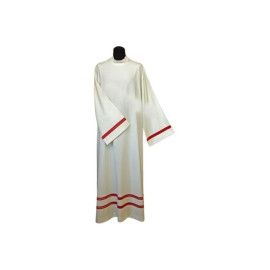 Aube sacerdotale en lin - inserts rouges