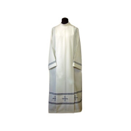 Prêtre aube grise murel + croix