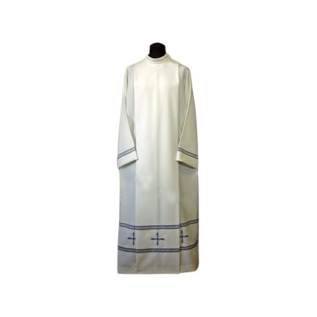 Prêtre aube grise murel + croix