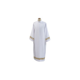 Aube sacerdotale blanche avec insert doré (18)