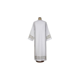 Aube de prêtre avec insert IHS en coton blanc (20)