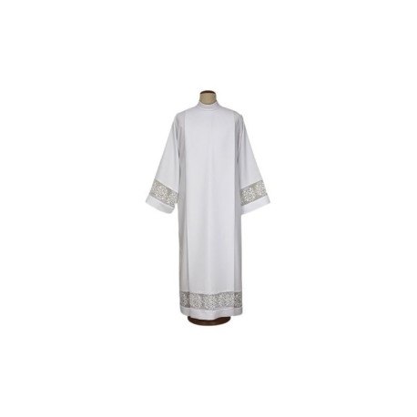 Aube de prêtre avec insert IHS en coton blanc (20)