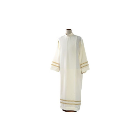 Aube sacerdotale blanche avec filet d'or (21)