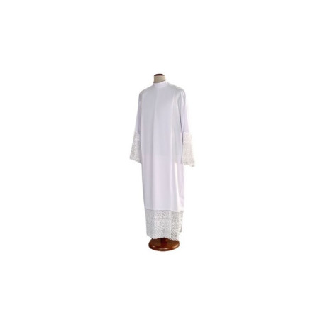 Aube de prêtre avec guipure de coton blanc (26)