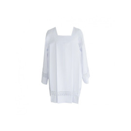 Surplis de prêtre blanc avec guipure, onglets