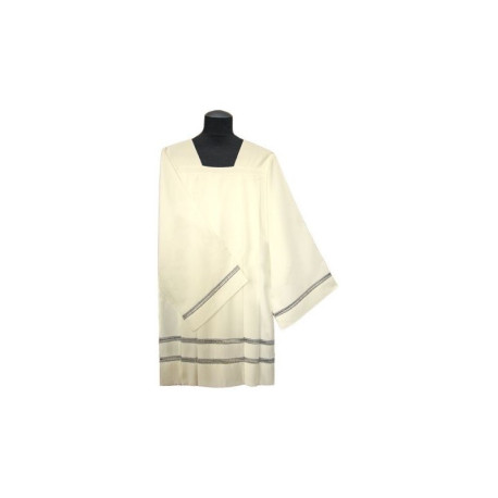 Surplis de prêtre en lin - Insertion argentée
