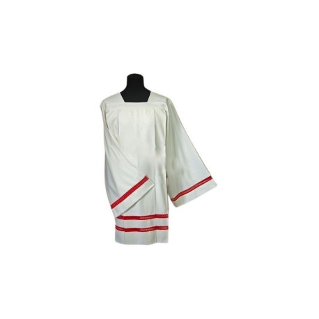 Surplis de prêtre en lin - empiècement rouge