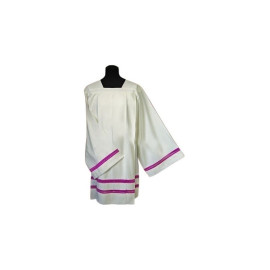 Surplis de prêtre en lin - empiècement violet