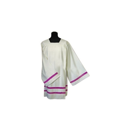 Surplis de prêtre en lin - empiècement violet