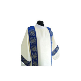 Tissu jacquard Dalmatic, velours rayé bleu (05)