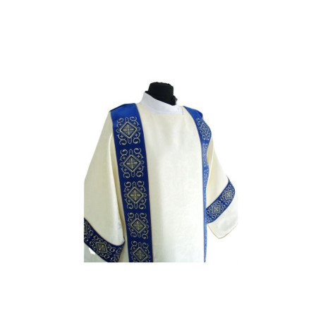 Tissu jacquard Dalmatic, velours rayé bleu (05)