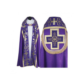 Chape romaine, couleurs liturgiques - tissu jacquard (10)