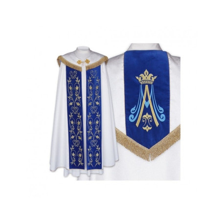 Motif marial chape argentée - rayures bleues (16)