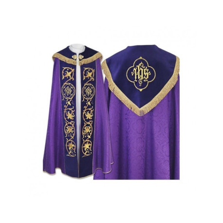 chape violette brodée IHS - bandes de velours (80)