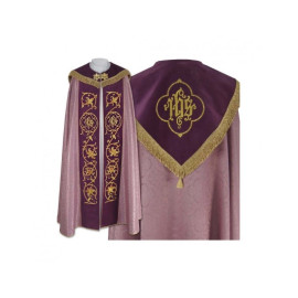 Chape rose brodée IHS - bandes de velours (82)