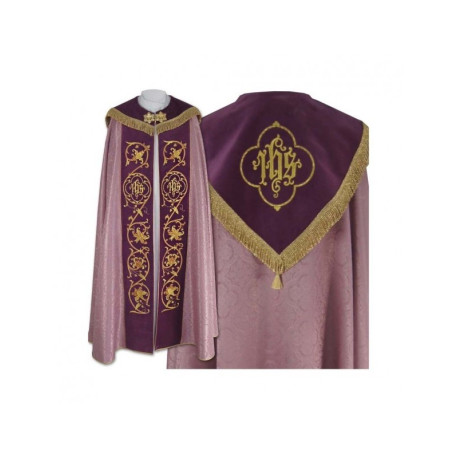 Chape rose brodée IHS - bandes de velours (82)