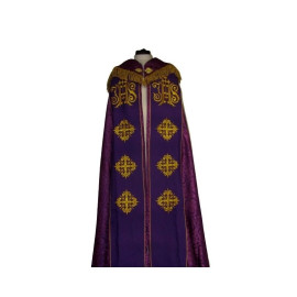 Chape brodée - IHS (couleurs liturgiques) - rosette