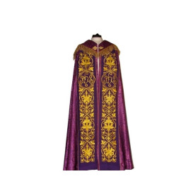 Chape brodée - IHS violet - rosette (1)