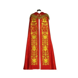 Chape brodée - IHS rouge - rosette (1)