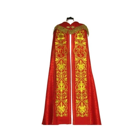 Chape brodée - IHS rouge - rosette (1)