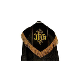 Chape brodée - IHS noir - rosette (1)