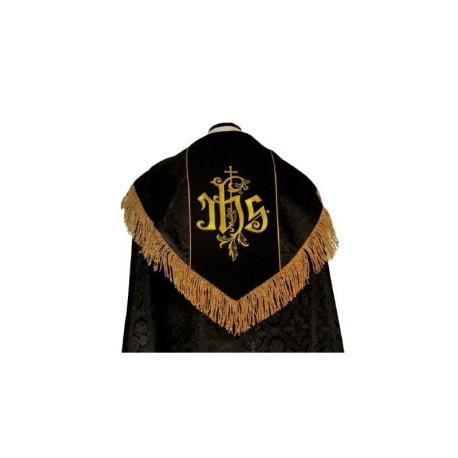 Chape brodée - IHS noir - rosette (1)