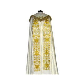 Chape brodée - IHS blanc - rosette (1)