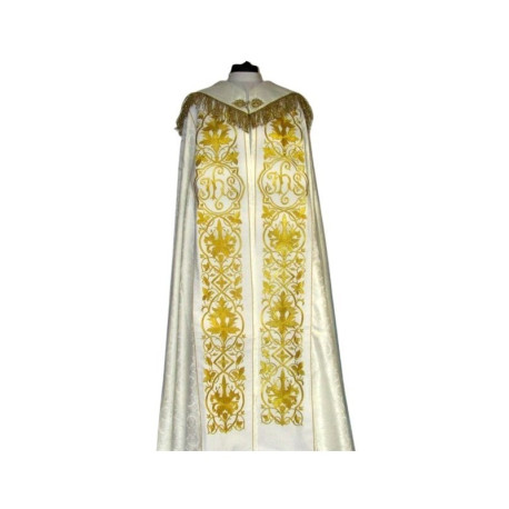 Chape brodée - IHS blanc - rosette (1)