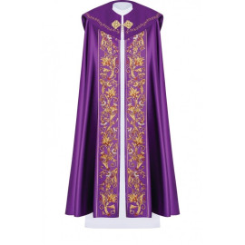 Chape liturgique brodée IHS - violet (34)