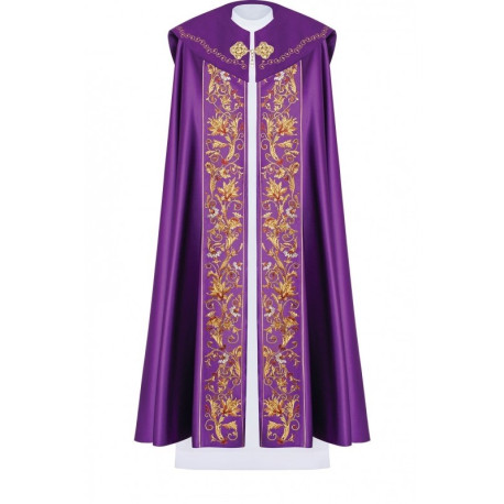 Chape liturgique brodée IHS - violet (34)