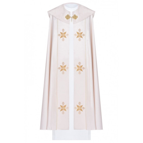 Chape liturgique brodée IHS - écru (36)