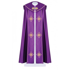 Chape liturgique brodée IHS - violet (37)