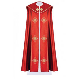 Chape liturgique brodée IHS - rouge (38)
