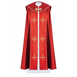 Chape liturgique Croix brodée - rouge (39)