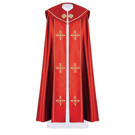 Chape liturgique Croix brodée - rouge (39)