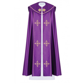 Chape liturgique Croix brodée - violet (40)