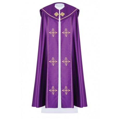 Chape liturgique Croix brodée - violet (40)