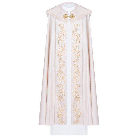 Chape liturgique brodée IHS - écru (45)