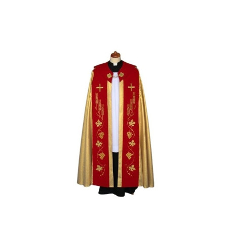chape brodée rouge or (71)