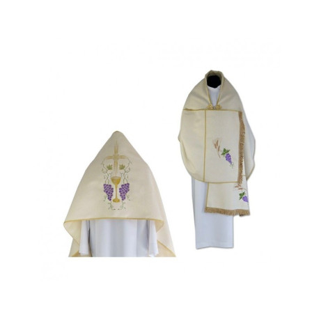 Voile liturgique IHS, calice, raisin (8)