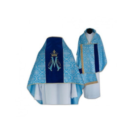 Voile liturgique marial brodé, ceinture en velours (15)