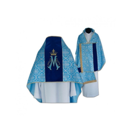 Voile liturgique marial brodé, ceinture en velours (15)