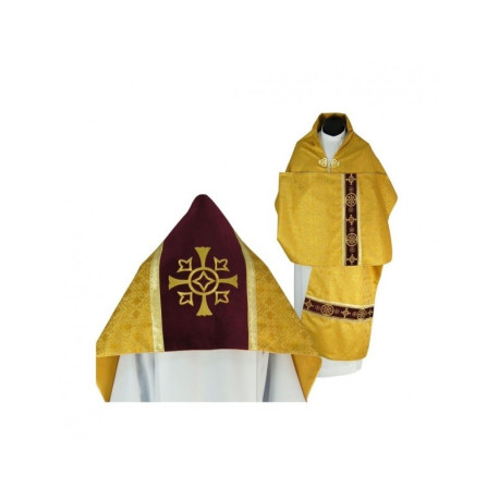 Voile liturgique velours - croix dorée (32)