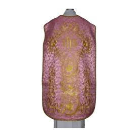 Chasuble romaine brodée rose IHS (69)