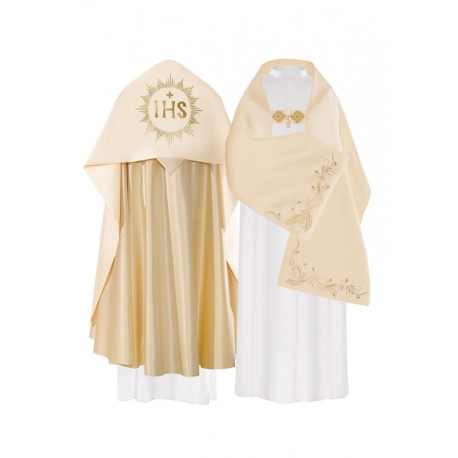 Voile liturgique en satin - or IHS (35)