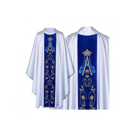 Chasuble mariale - rayures brodées en velours (1)