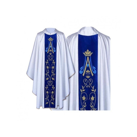Chasuble mariale - rayures brodées en velours (1)