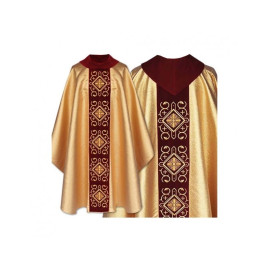 Chasuble gothique velours or, miel (11)