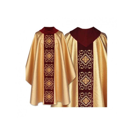 Chasuble gothique velours or, miel (11)