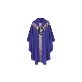 Chasuble semi-gothique IHS - couleurs liturgiques (13)